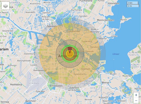 atoombom Amsterdam voorspelling