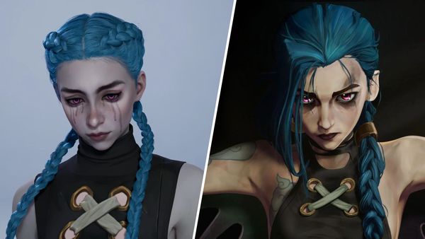Jinx in Arcane van Riot Games vergeleken met Jinx als character creation in de game inZOI
