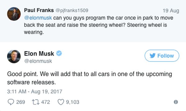 Elon Musk Tesla klantenservice