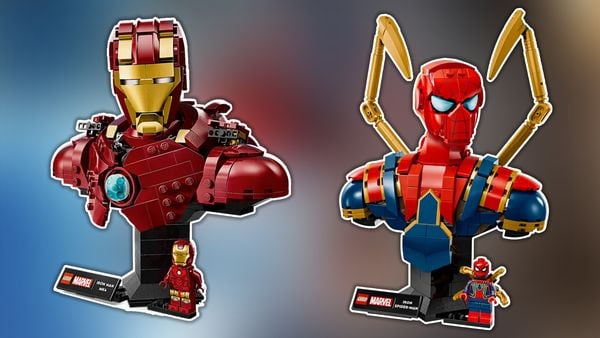 De Lego Marvel bust collection Spider-Man Iron Man