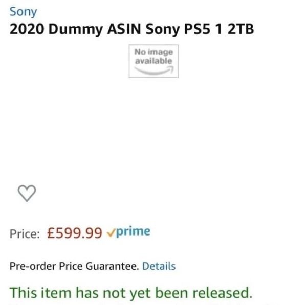 PlayStation 5 Dummy prijs Amazon