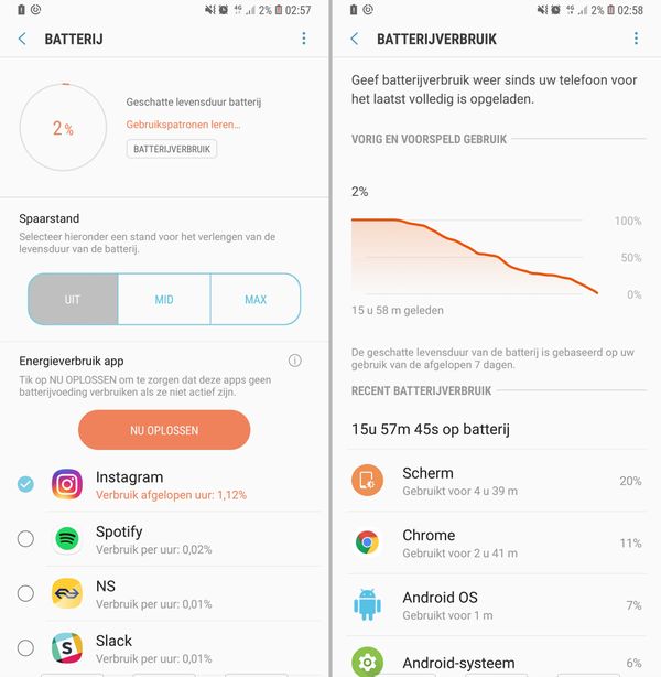 Samsung Galaxy A9 2018 screenshot batterij