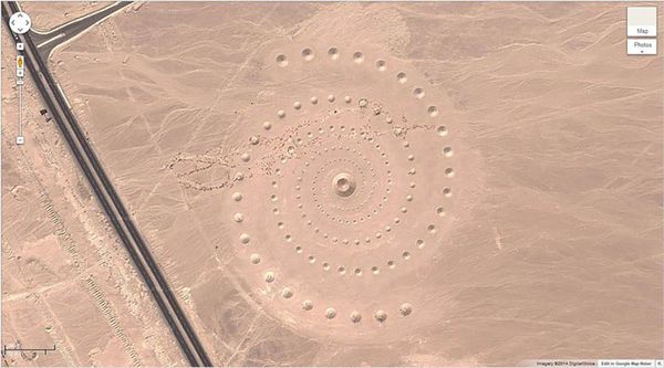Google Earth cirkels Egyptische woestijn