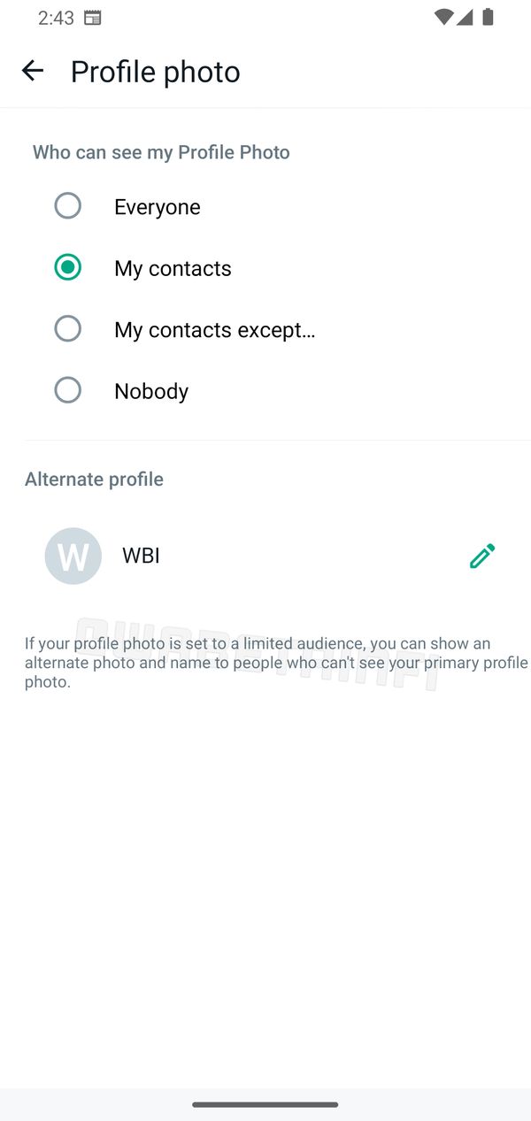 Alternatief profiel WhatsApp