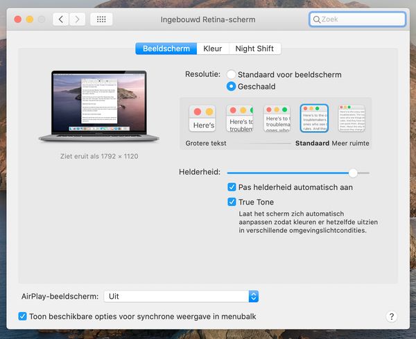 MacBook Pro 16-inch schermresoluties