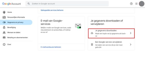 Zo download je de gegevens van je Google-account