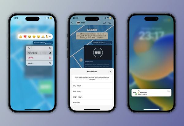 WhatsApp krijgt binnenkort een nieuwe functie waarmee je herinneringen kan instellen voor berichten die je later wil teruglezen.
