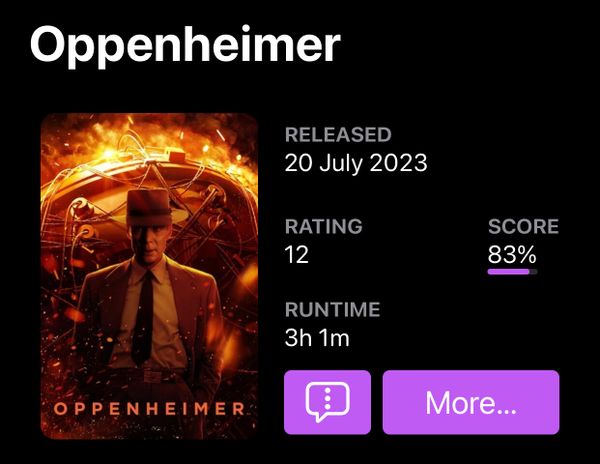 Oppenheimer in de iPhone-app Callsheet