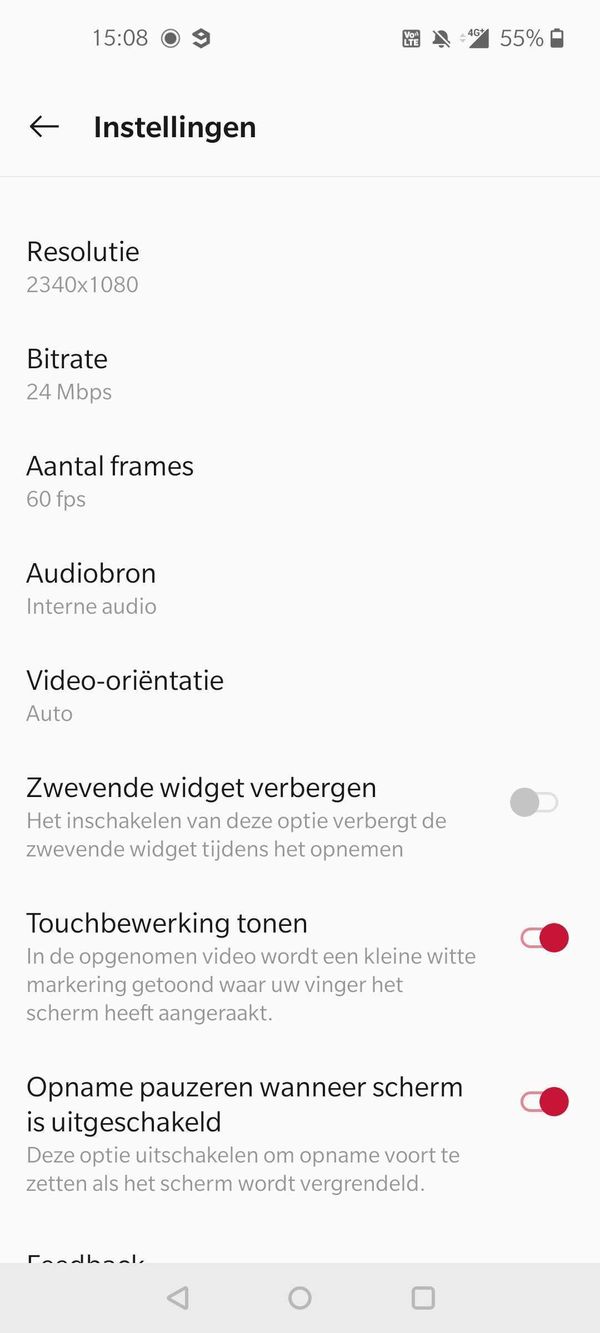 OnePlus schermopname