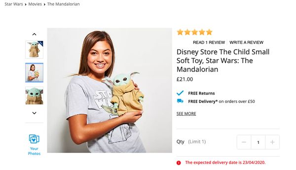 Baby Yoda knuffel