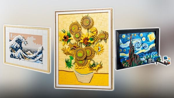 De verschillende ophangbare sets van Lego van onder andere Vincent van Gogh
