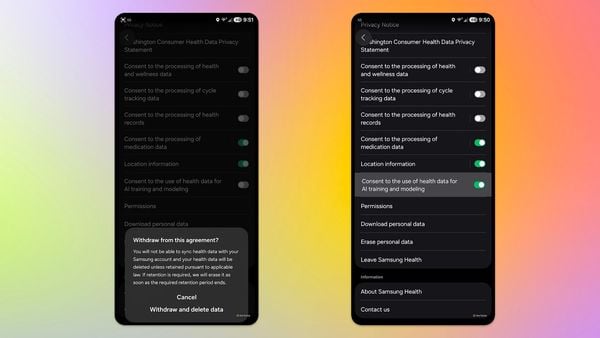 Samsung heeft zojuist aangekondigd dat ze jouw data van Samsung Health gaan gebruiken om AI te trainen, tenzij je een instelling uitzet.