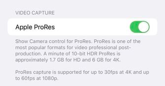 iOS 15.1 apple ProRes