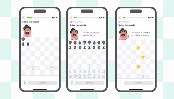 De schaaklessen komen binnenkort naar Duolingo in de app op iOS