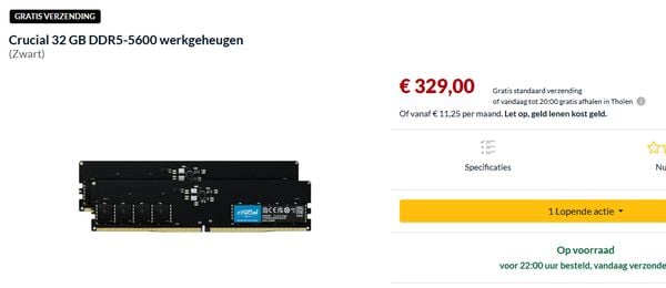 De prijzen van een DDR5 RAM