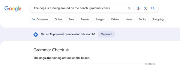 Google Search grammatica