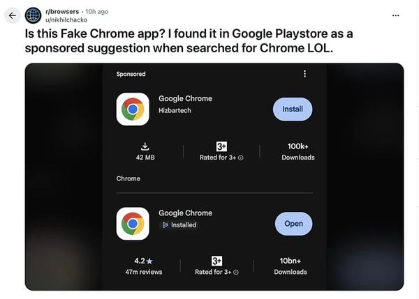 Opgepast: nep-Chrome-app 100.000 keer gedownload in Google Play Store