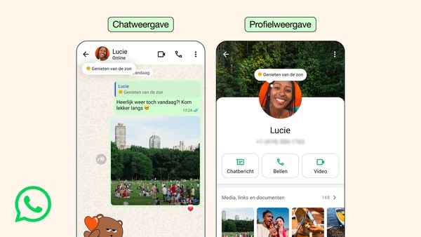 WhatsApp is bezig met de uitrol van een nieuwe functie waarbij je een soort status voor 24 uur bij je profielfoto kan zetten.