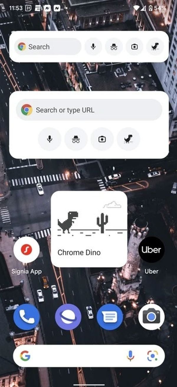 Google Chrome widgets