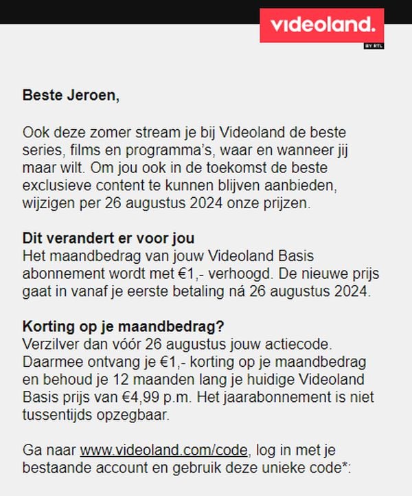 Videoland weer duurder: zoveel betaal je vanaf 26 augustus